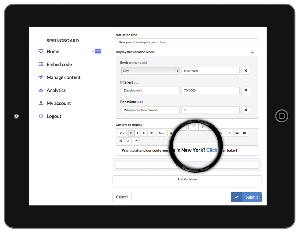 customer dashboard